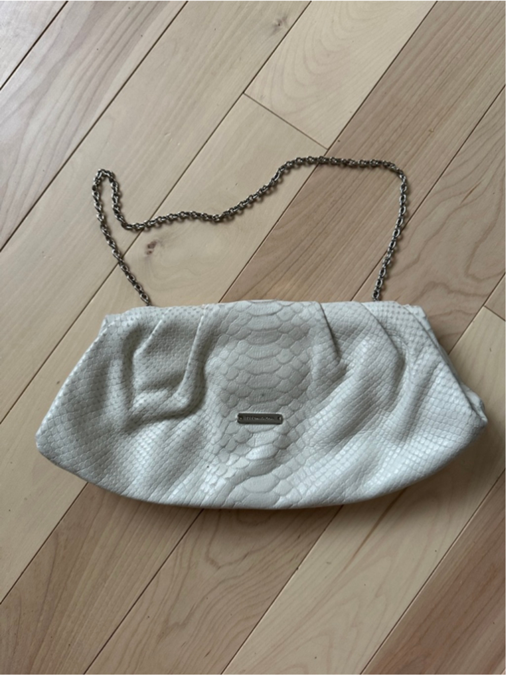 BCBG Max Azria White Snake Embossed Clutch Chain Bag – Y2K